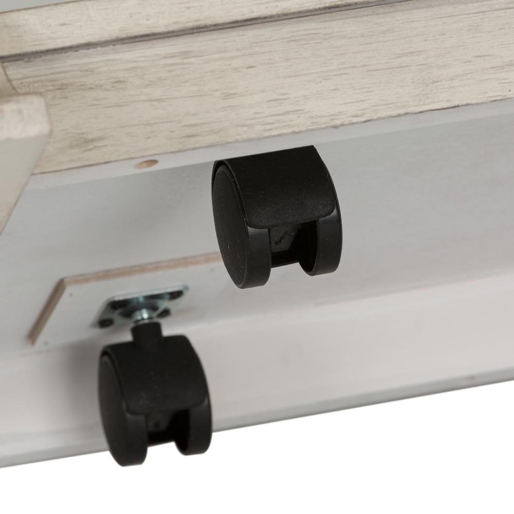 Farmhouse Reimagined Rectangular Cocktail Table in Antique White w/ Chestnut Top. Picture 6