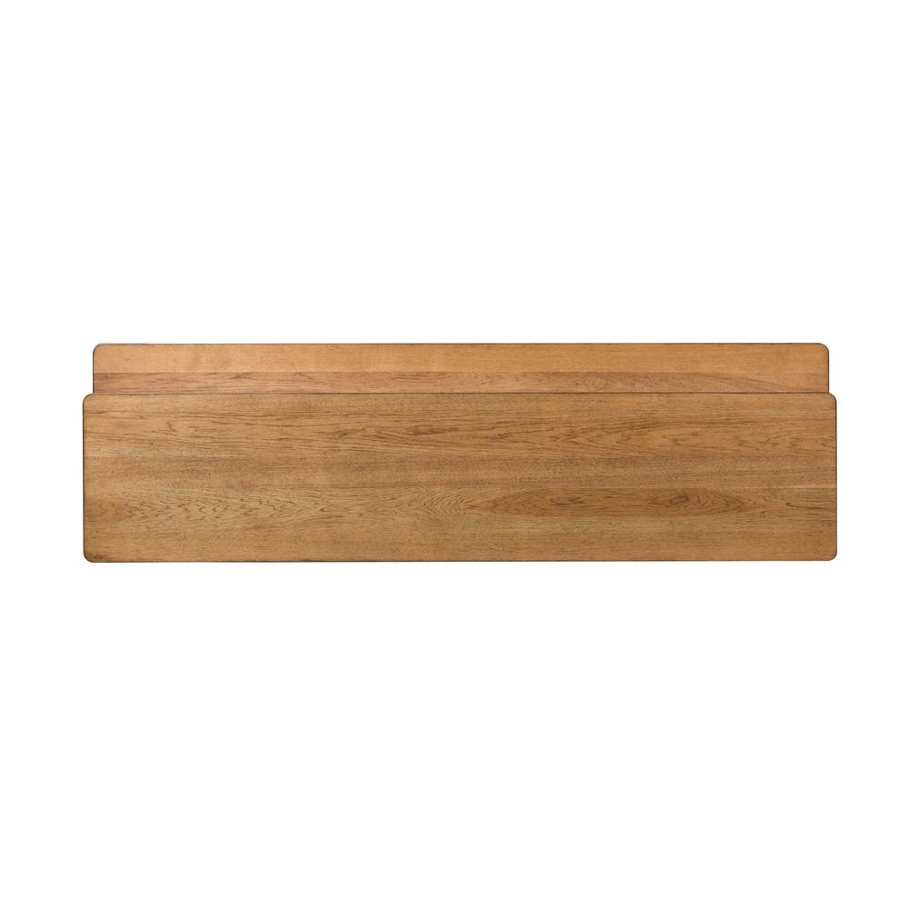 Farmhouse Reimagined Console Bar Table in Antique White w/ Chestnut Top. Picture 6