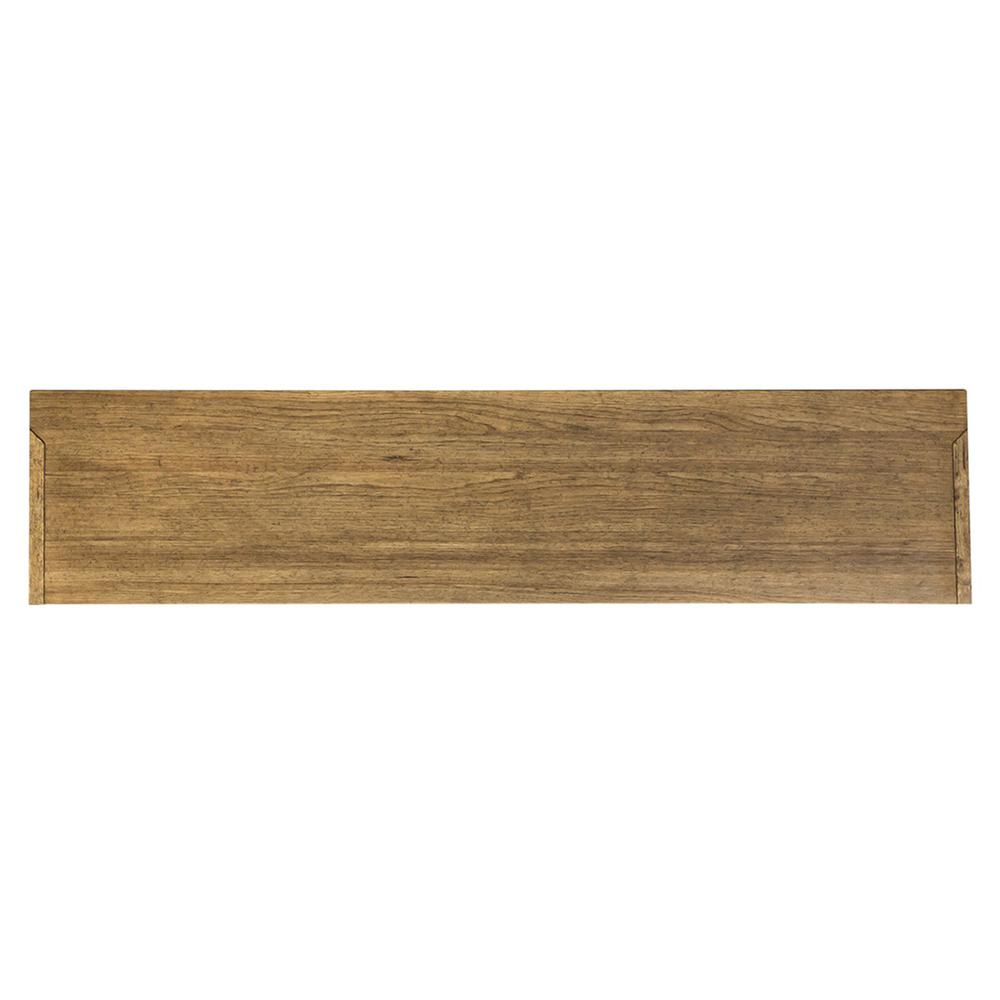 Farmhouse Reimagined Entertainment TV Stand in Antique White w/ Chestnut Top. Picture 5