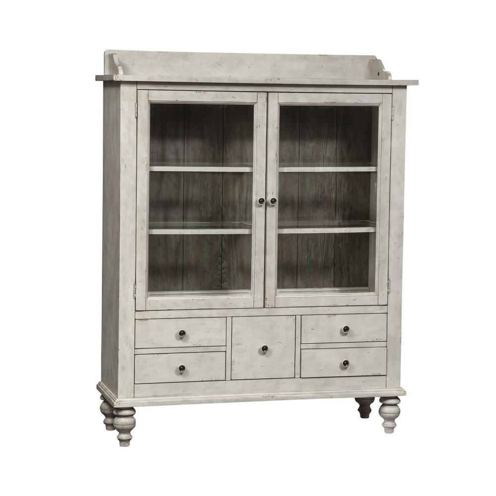 Whitney Display Cabinet in Antique Linen w/ Weathered Gray. Picture 1