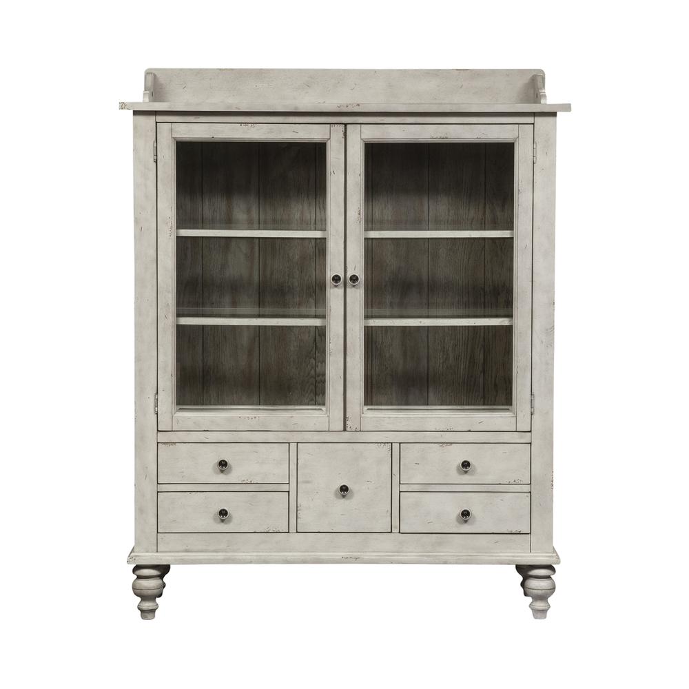 Whitney Display Cabinet in Antique Linen w/ Weathered Gray. Picture 3
