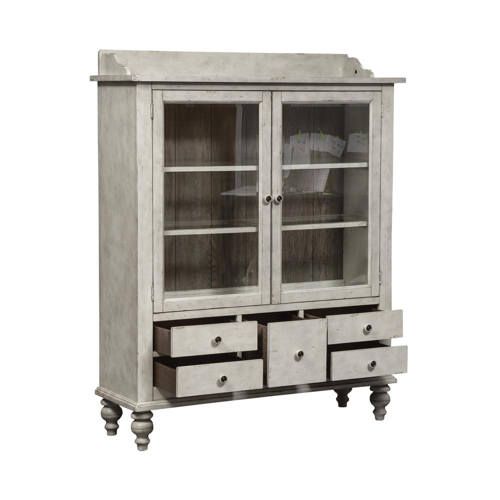Whitney Display Cabinet in Antique Linen w/ Weathered Gray. Picture 9