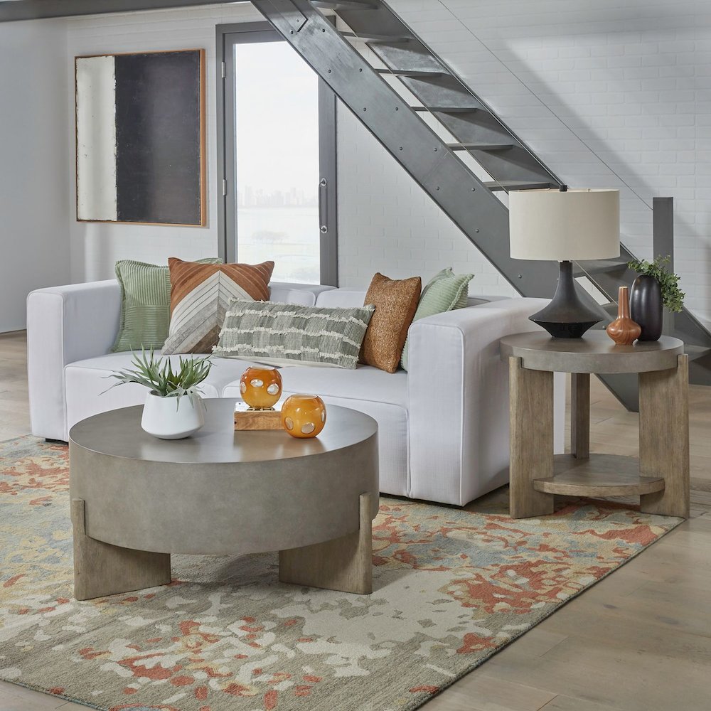 Affinity 3 Piece Set - Round Cocktail Table, 2 End Tables - Dusty Taupe Faux. Picture 2