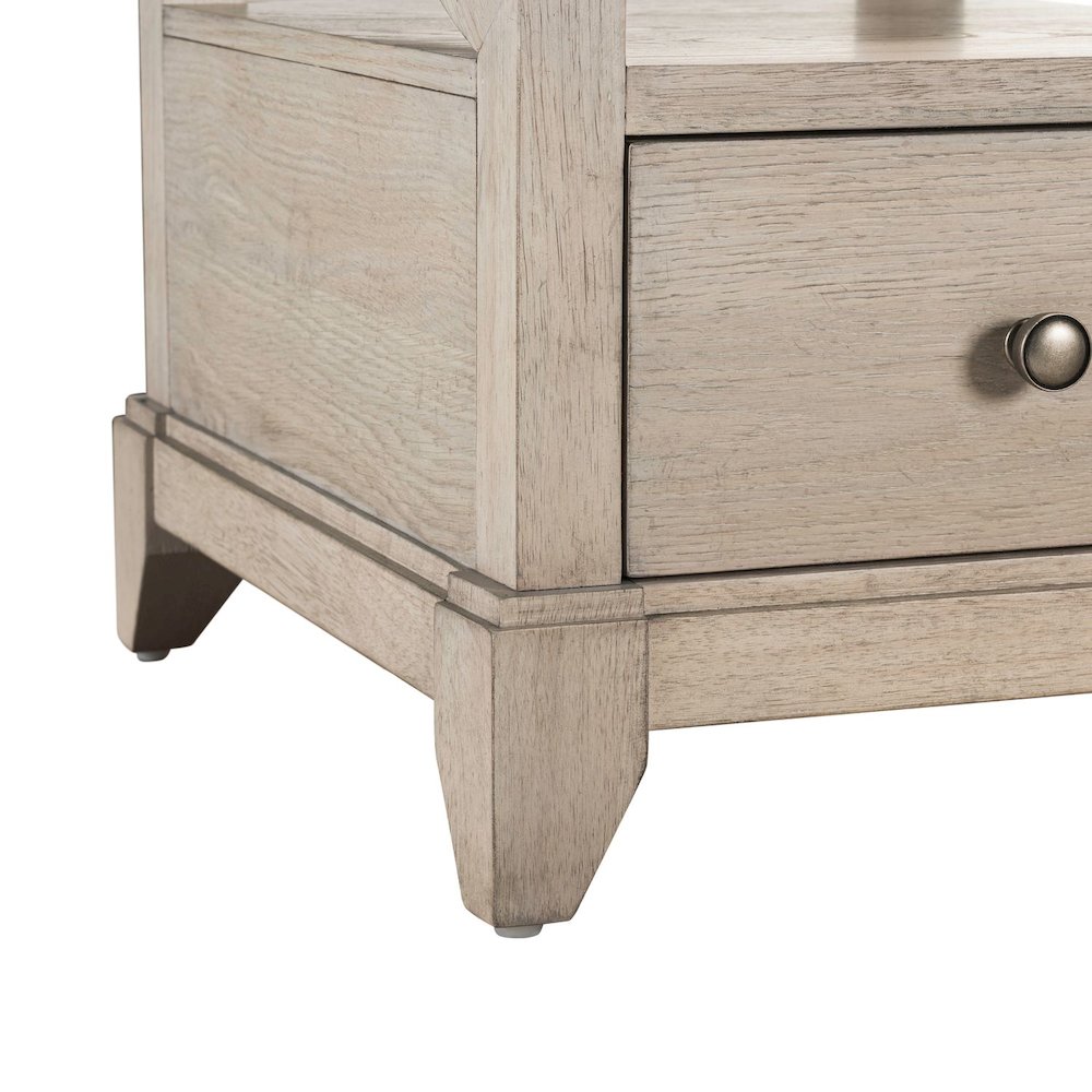 New Haven Chairside Table for Living Room Traditional - Sanctuary White Oak Wood. Picture 11