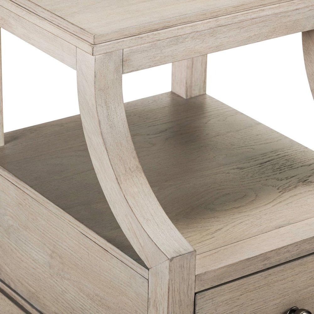 New Haven Chairside Table for Living Room Traditional - Sanctuary White Oak Wood. Picture 9