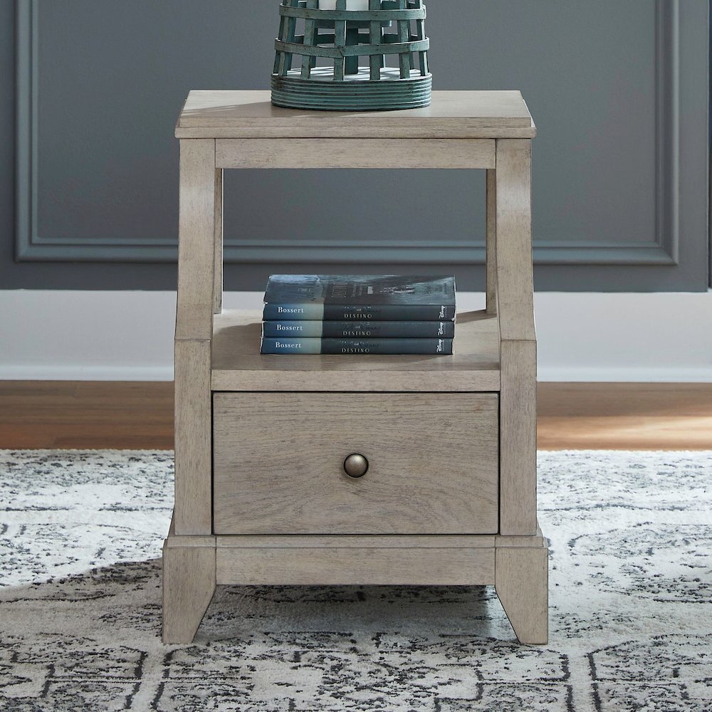 New Haven Chairside Table for Living Room Traditional - Sanctuary White Oak Wood. Picture 2