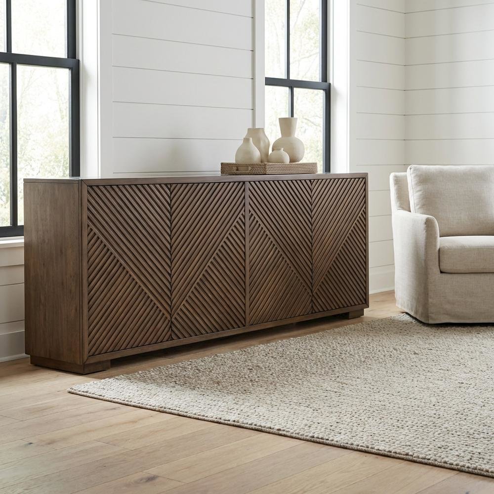 Urban Bronze TV Console in Poplar Solids & Walnut Veneers. Picture 2