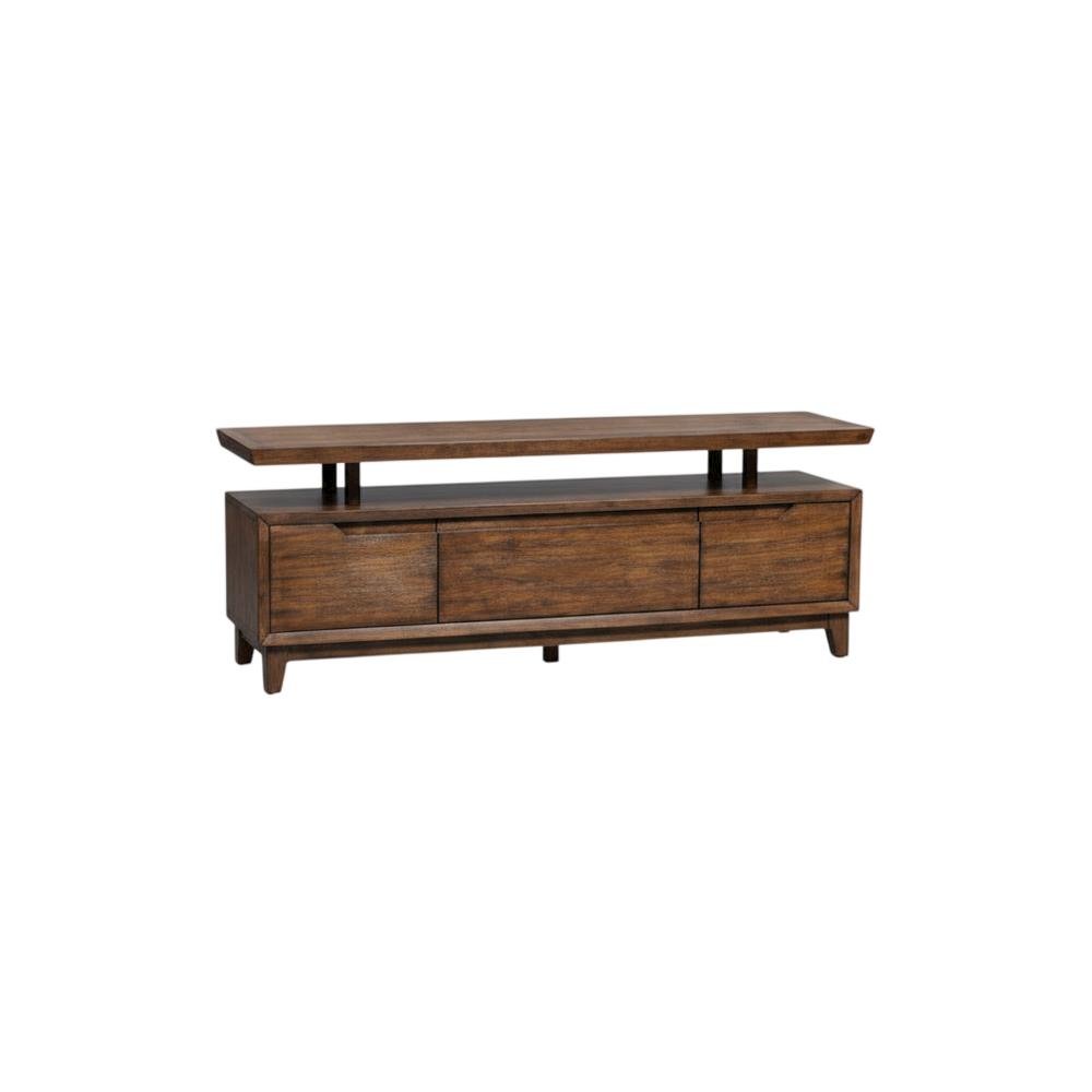 Bronze Spice TV Console with Solid and Manufactured Wood, Contemporary Style. Picture 1