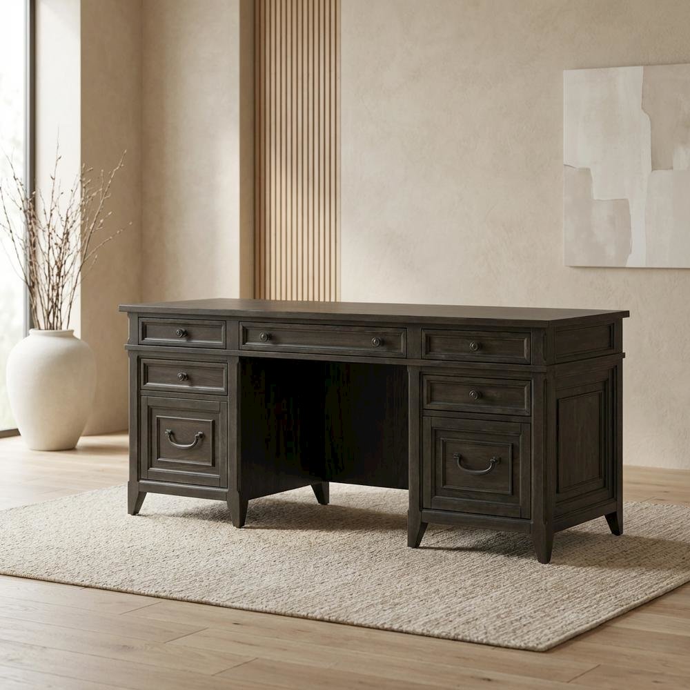 Elegant White Oak Veneer Credenza in Rubberwood Solids for Office Storage. Picture 3