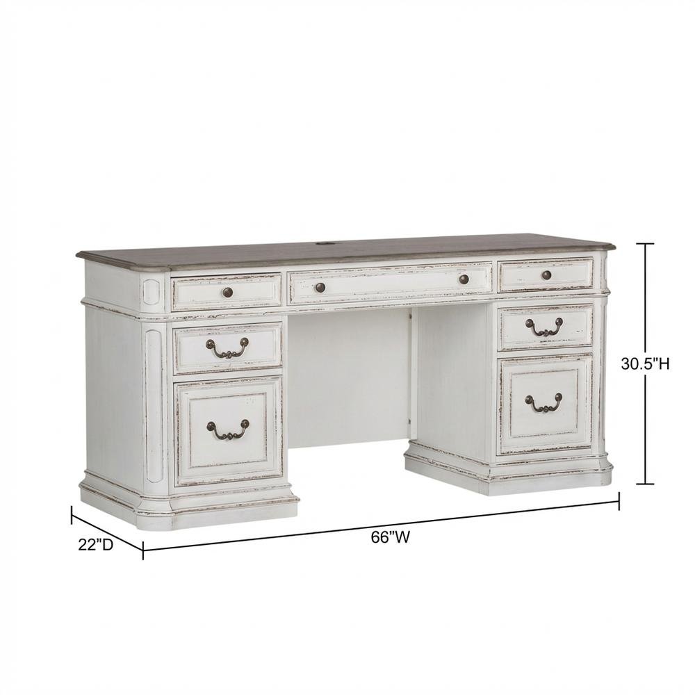 Antique White Credenza with Weathered Finish and Rubberwood Construction. Picture 7