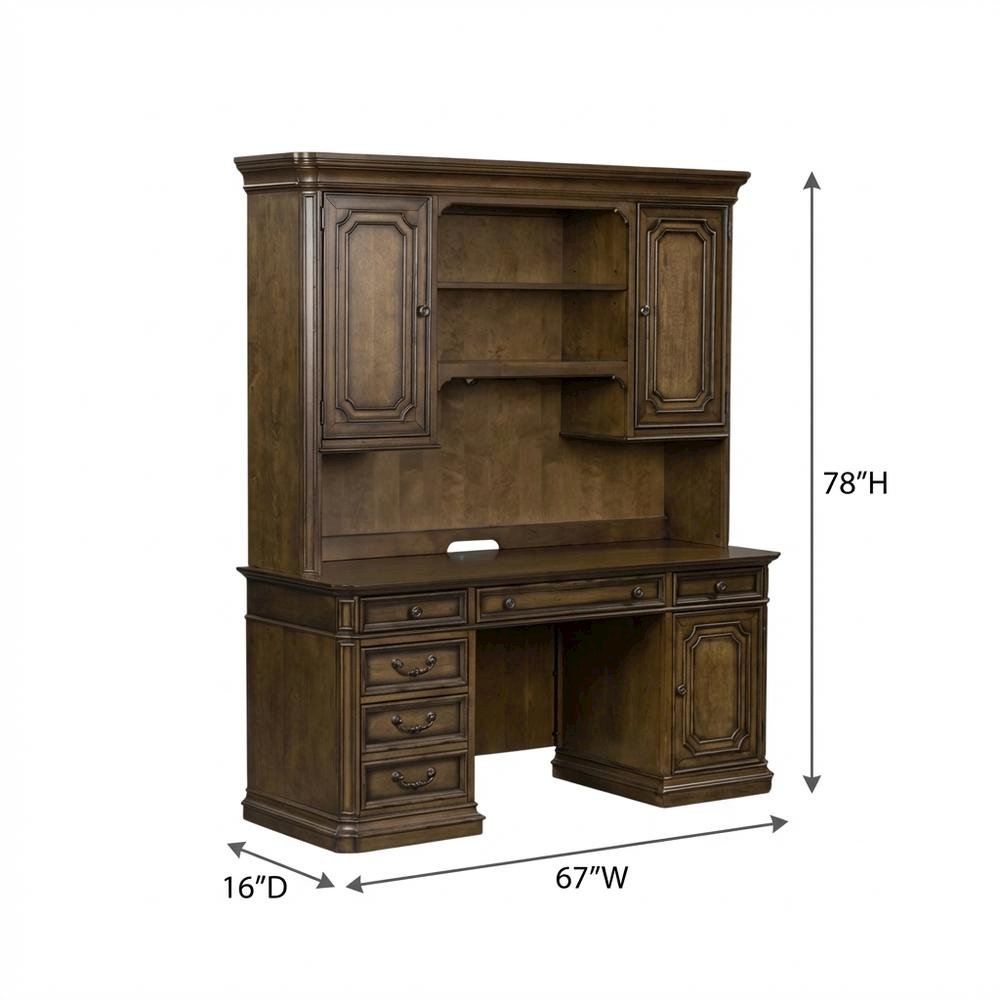 Traditional Antique Toffee Executive Credenza with Poplar Solids & Birch Veneers. Picture 7
