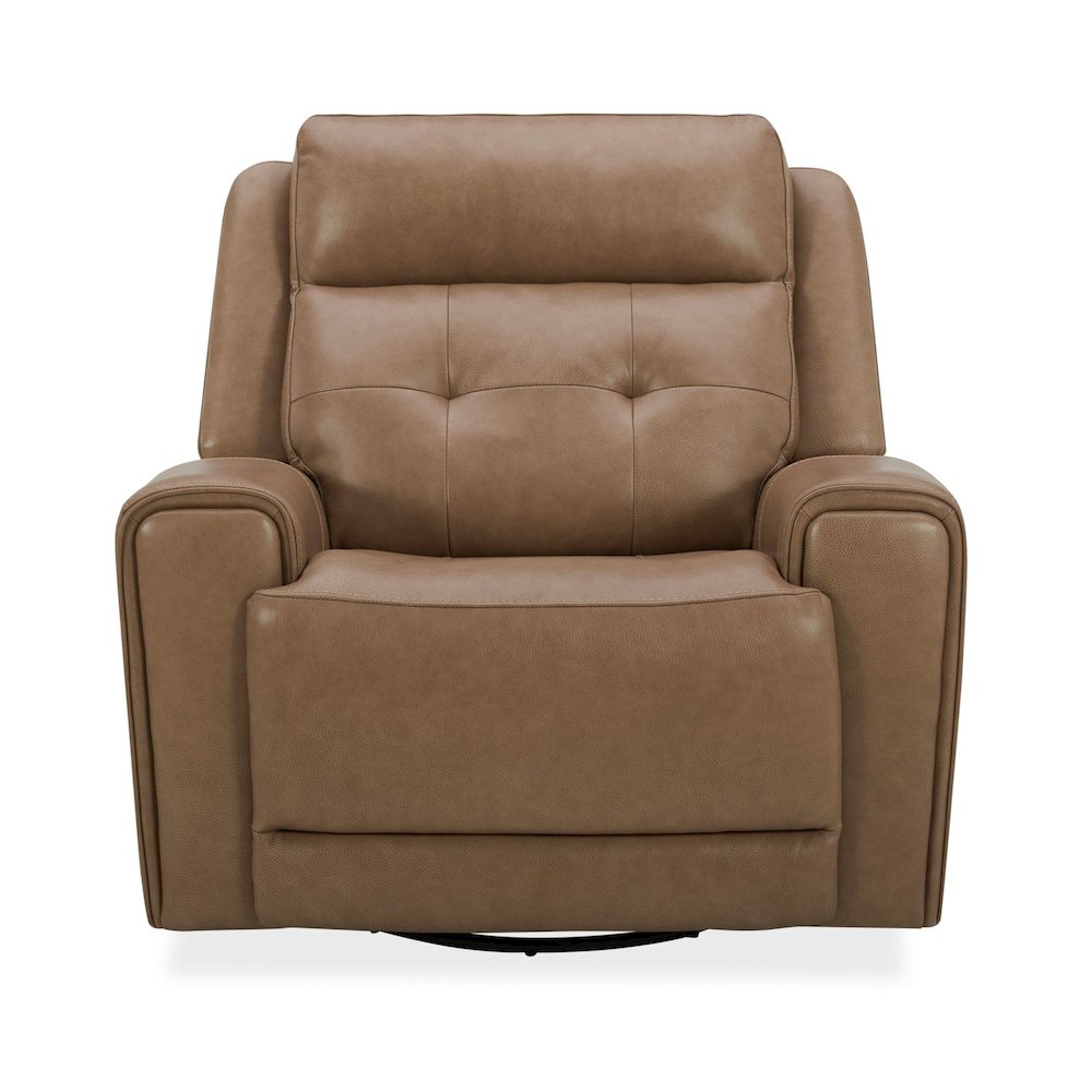 Carrington Triple Power Recliner Living Room Chair - York Sand Brown Leather. Picture 4