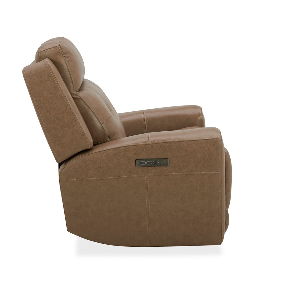 Carrington Triple Power Recliner Living Room Chair - York Sand Brown Leather. Picture 5