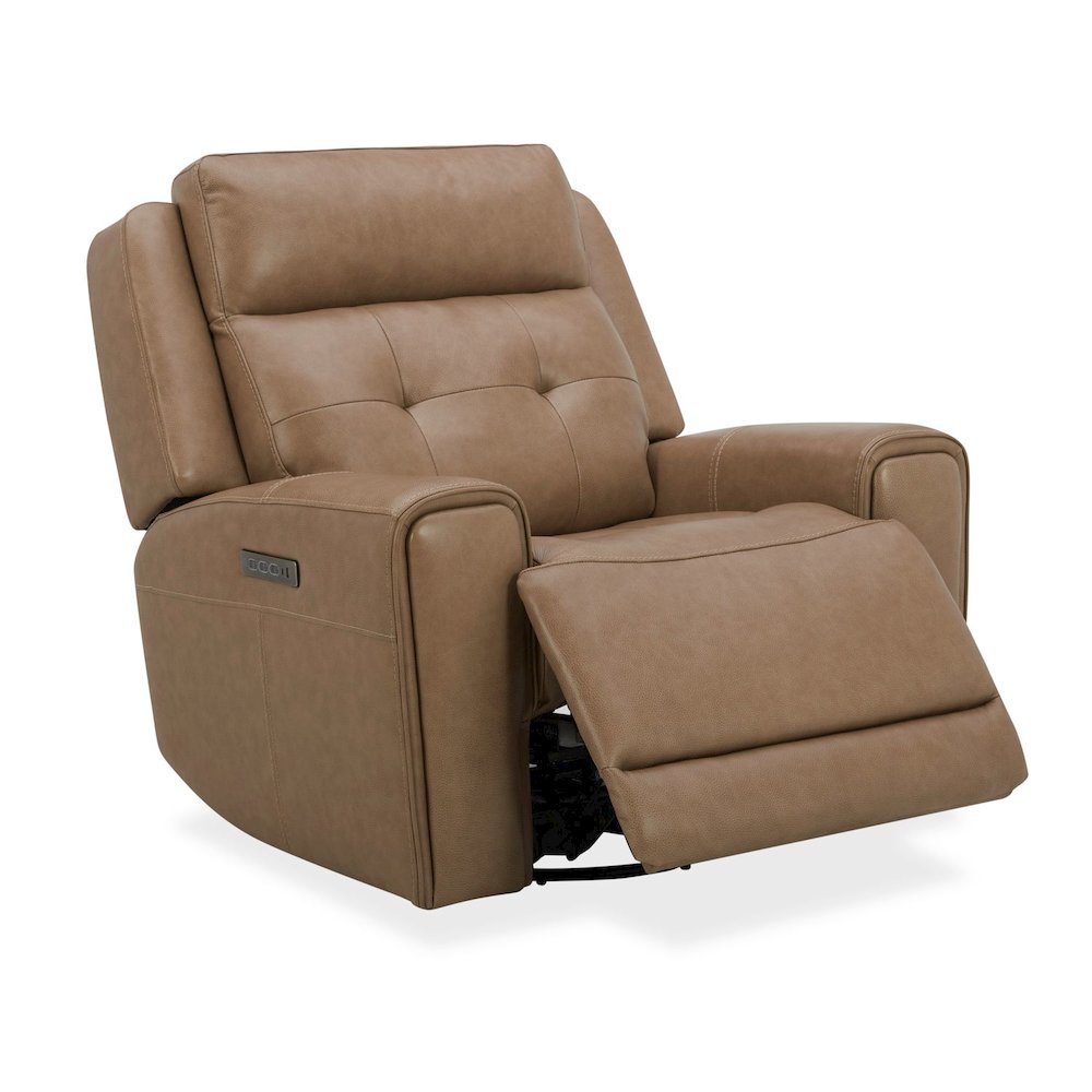 Carrington Triple Power Recliner Living Room Chair - York Sand Brown Leather. Picture 7