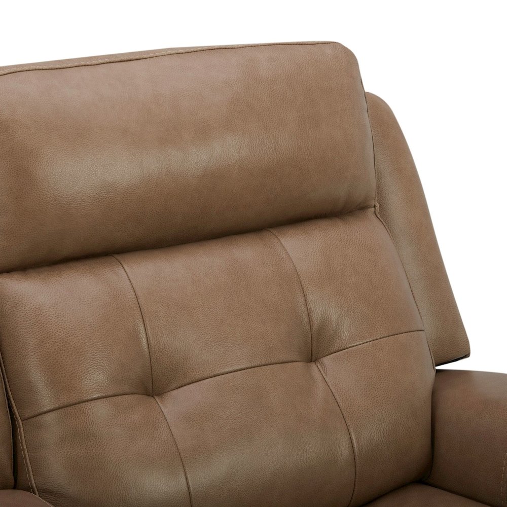 Carrington Triple Power Recliner Living Room Chair - York Sand Brown Leather. Picture 8