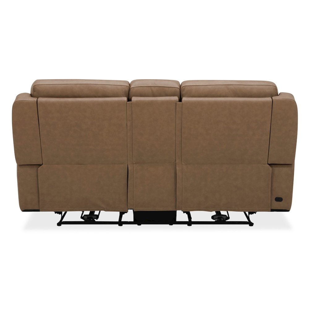 Carrington Triple Power Reclining Loveseat with Console - York Sand Leather. Picture 6