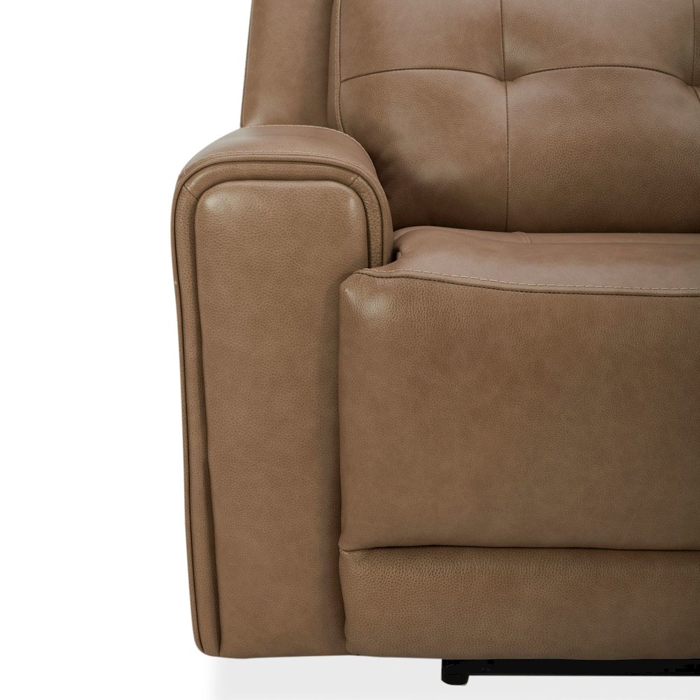 Carrington Triple Power Reclining Loveseat with Console - York Sand Leather. Picture 9