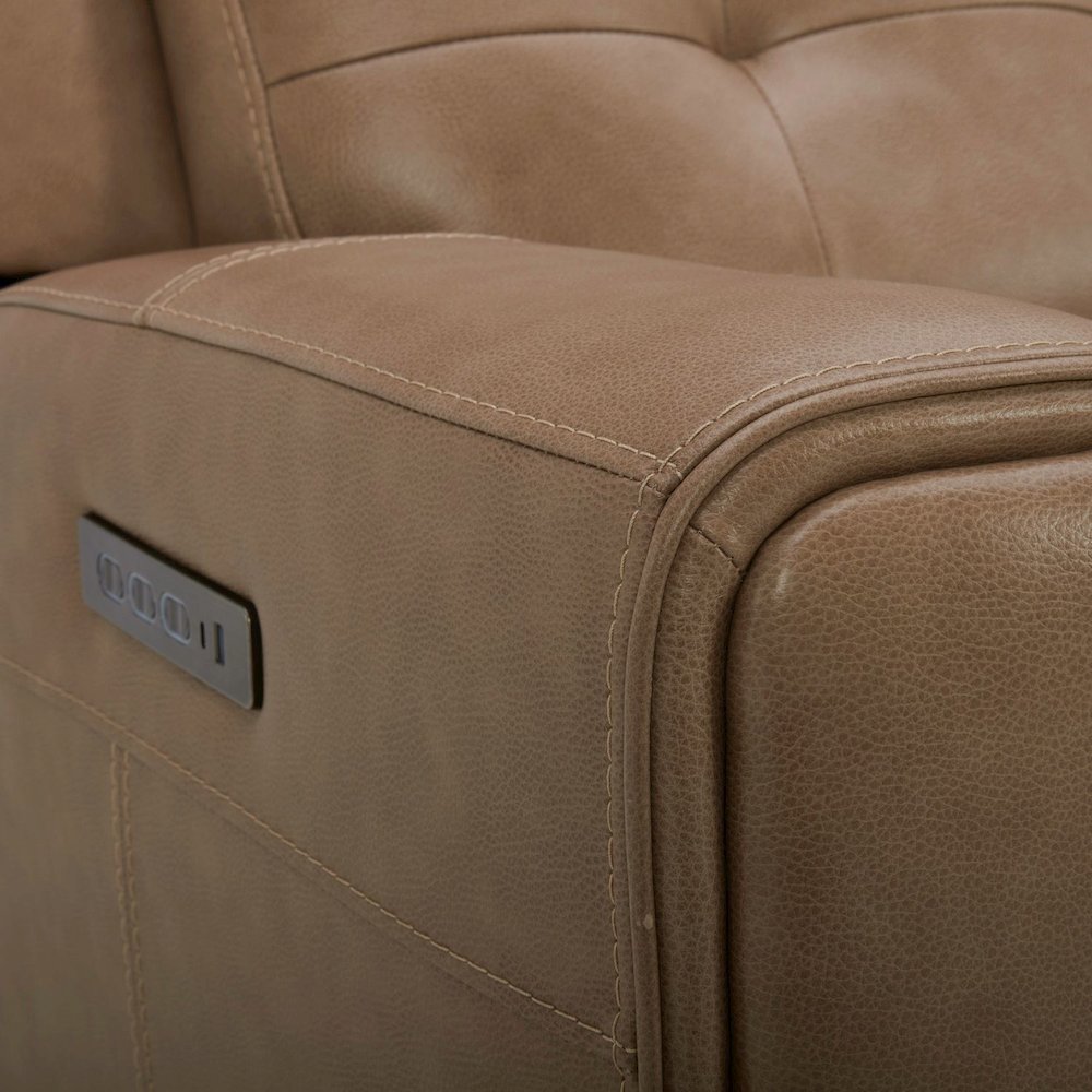 Carrington Triple Power Reclining Sofa - York Sand Leather. Picture 9