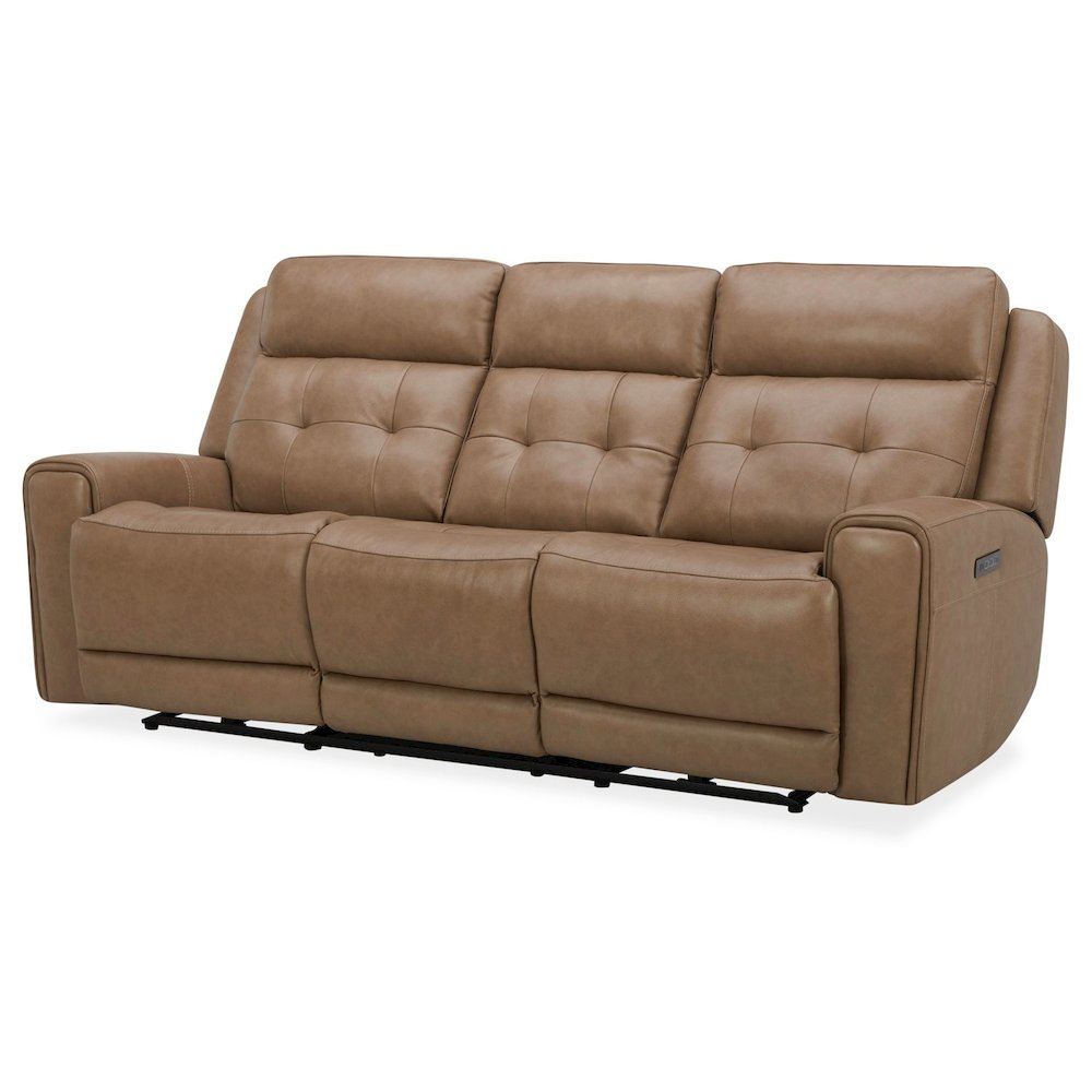 Carrington Power Recline Set with Sofa, Loveseat & Recliner - York Sand Leather. Picture 2