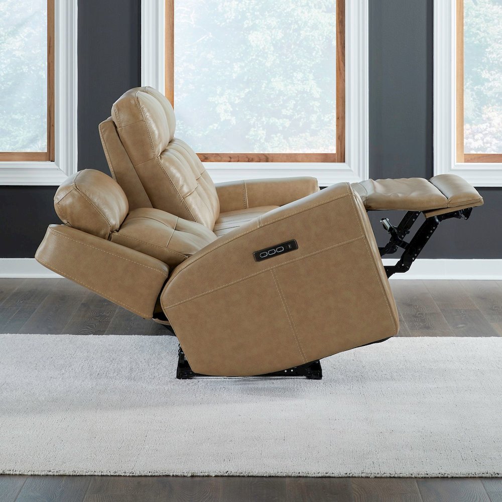 Carrington Power Recline Set with Sofa & Recliner - York Sand Leather. Picture 9