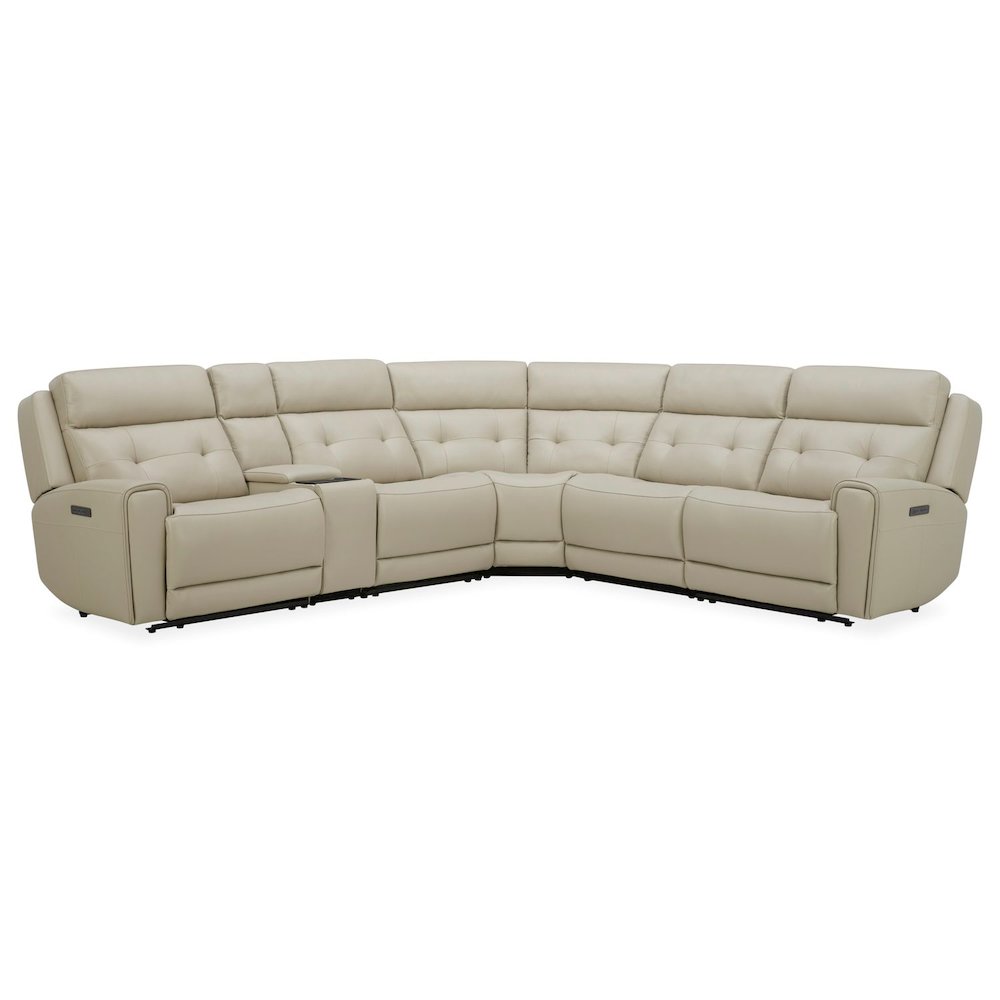 Carrington Power Reclining 6 Piece Sectional Sofa - Baja Stone Leather. Picture 1