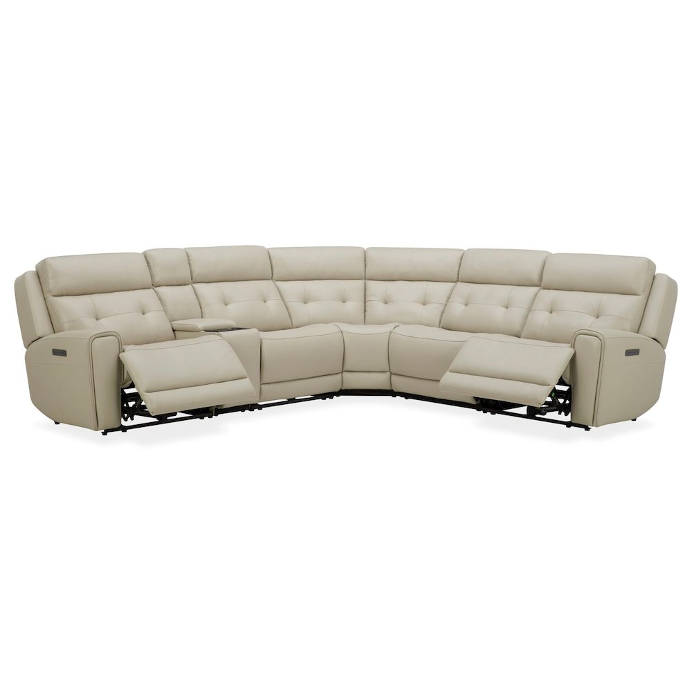Carrington Power Reclining 6 Piece Sectional Sofa - Baja Stone Leather. Picture 4