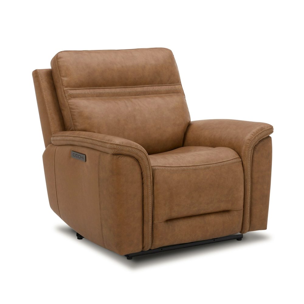 Cooper Swivel Glide Power Recliner, Power Headrest, Lumbar in Camel Leather. Picture 1