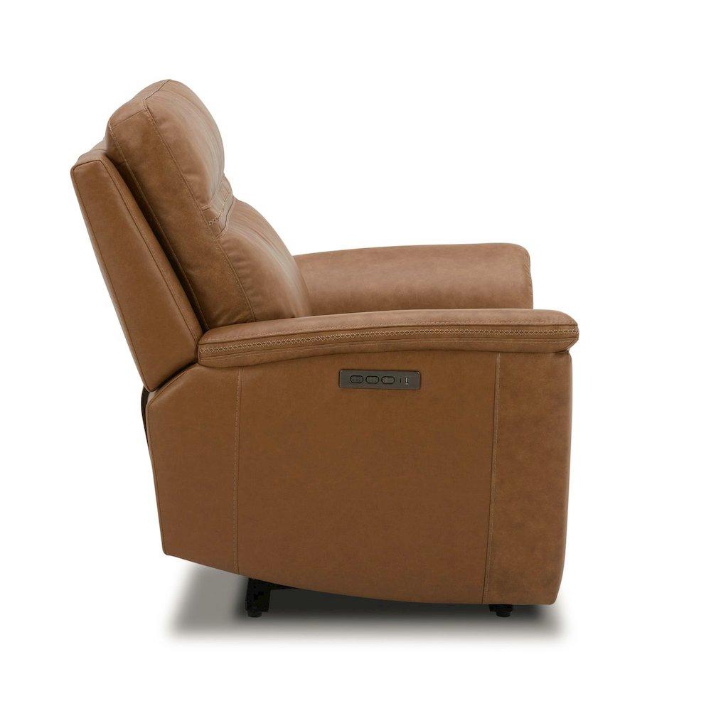 Cooper Swivel Glide Power Recliner, Power Headrest, Lumbar in Camel Leather. Picture 4