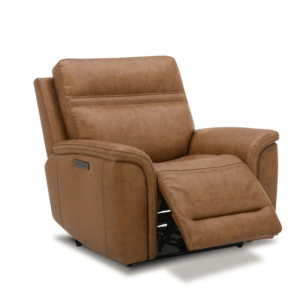 Cooper Swivel Glide Power Recliner, Power Headrest, Lumbar in Camel Leather. Picture 7