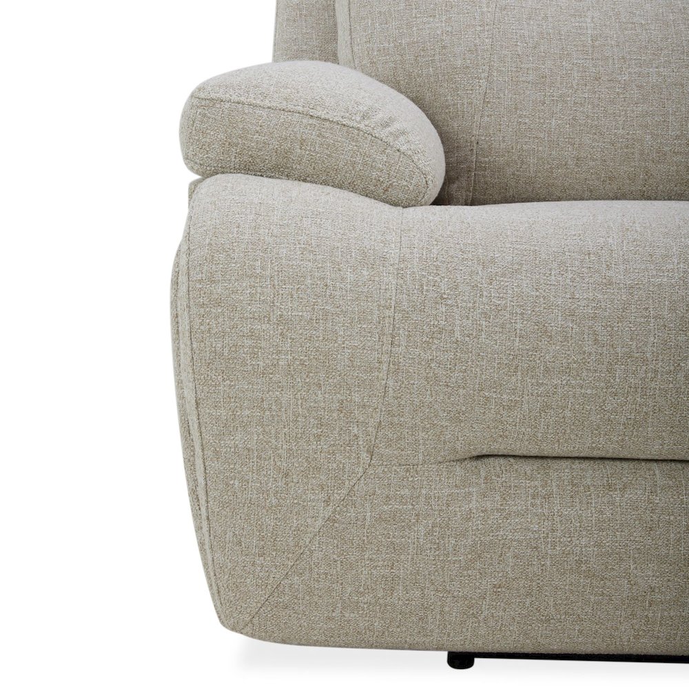 Power Recline Sofa with Charging Ports, Lumbar Support - Nathan Ginger Fabric. Picture 7