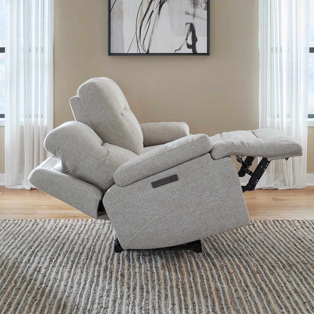 Power Recline Sofa with Charging Ports, Lumbar Support - Nathan Ginger Fabric. Picture 8