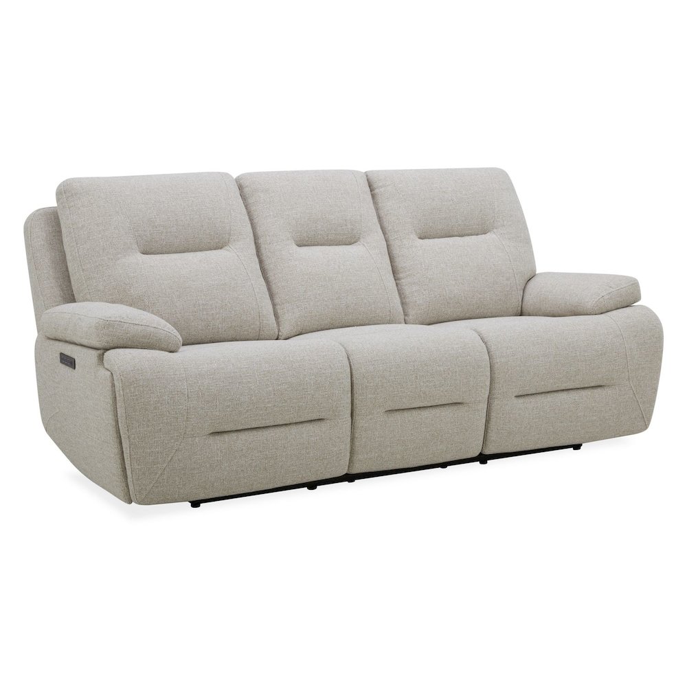 Power Recline Sofa with Charging Ports, Lumbar Support - Nathan Ginger Fabric. Picture 1