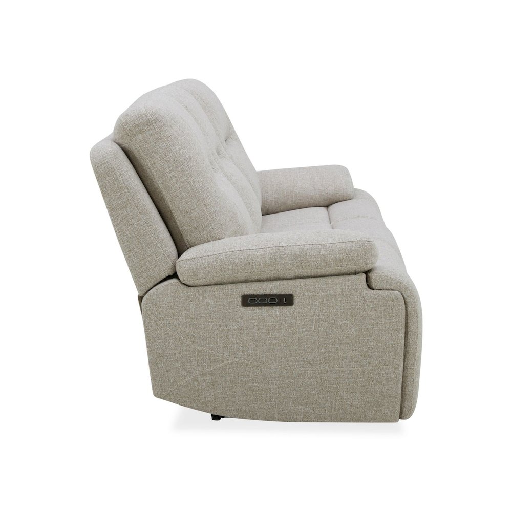 Power Recline Sofa with Charging Ports, Lumbar Support - Nathan Ginger Fabric. Picture 2