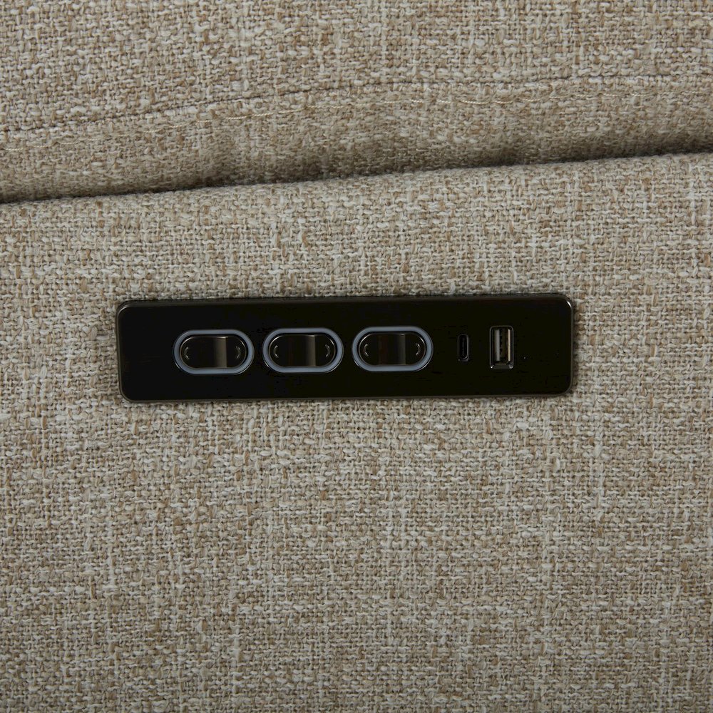 Power Recline Sofa with Charging Ports, Lumbar Support - Nathan Ginger Fabric. Picture 5
