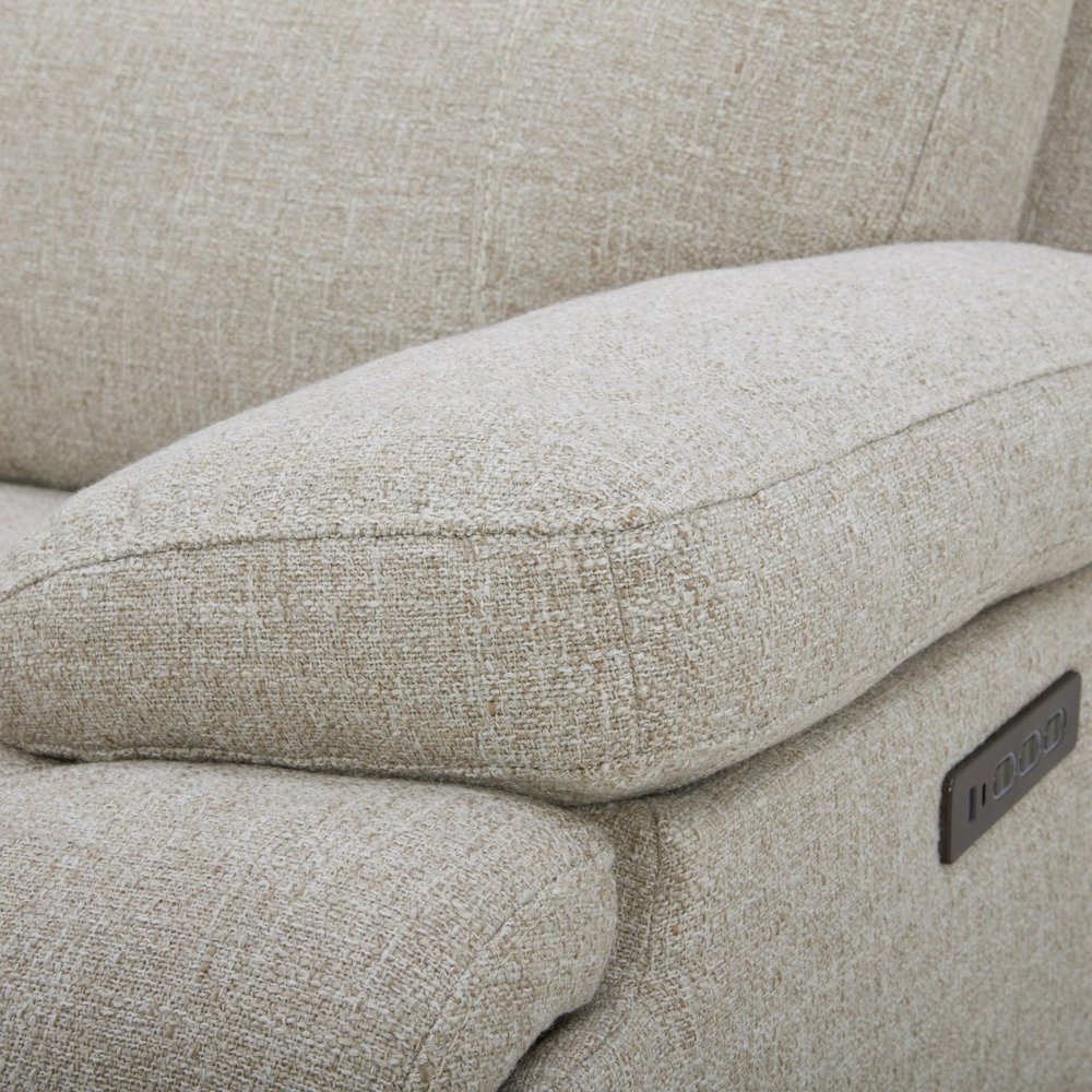 Power Recline Sofa with Charging Ports, Lumbar Support - Nathan Ginger Fabric. Picture 6