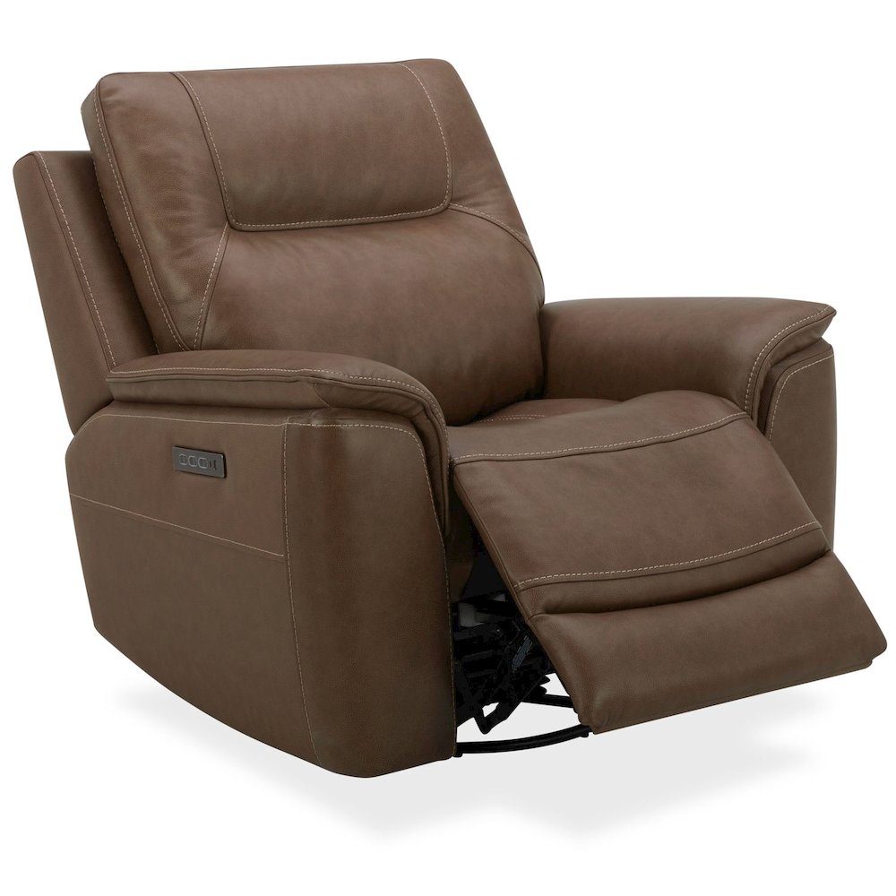 Collins Triple Power Recliner Living Room Chair - York Chestnut Leather. Picture 7