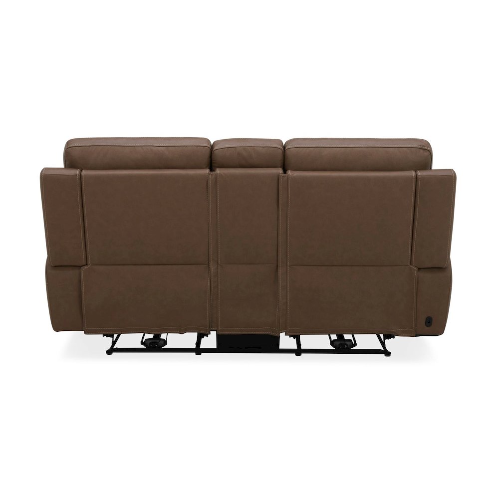 Collins Triple Power Reclining Loveseat with Console - York Chestnut Leather. Picture 7