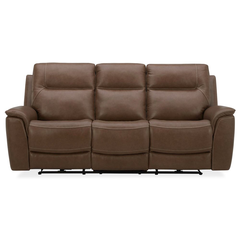 Collins Triple Power Reclining Sofa - York Chestnut Leather. Picture 1