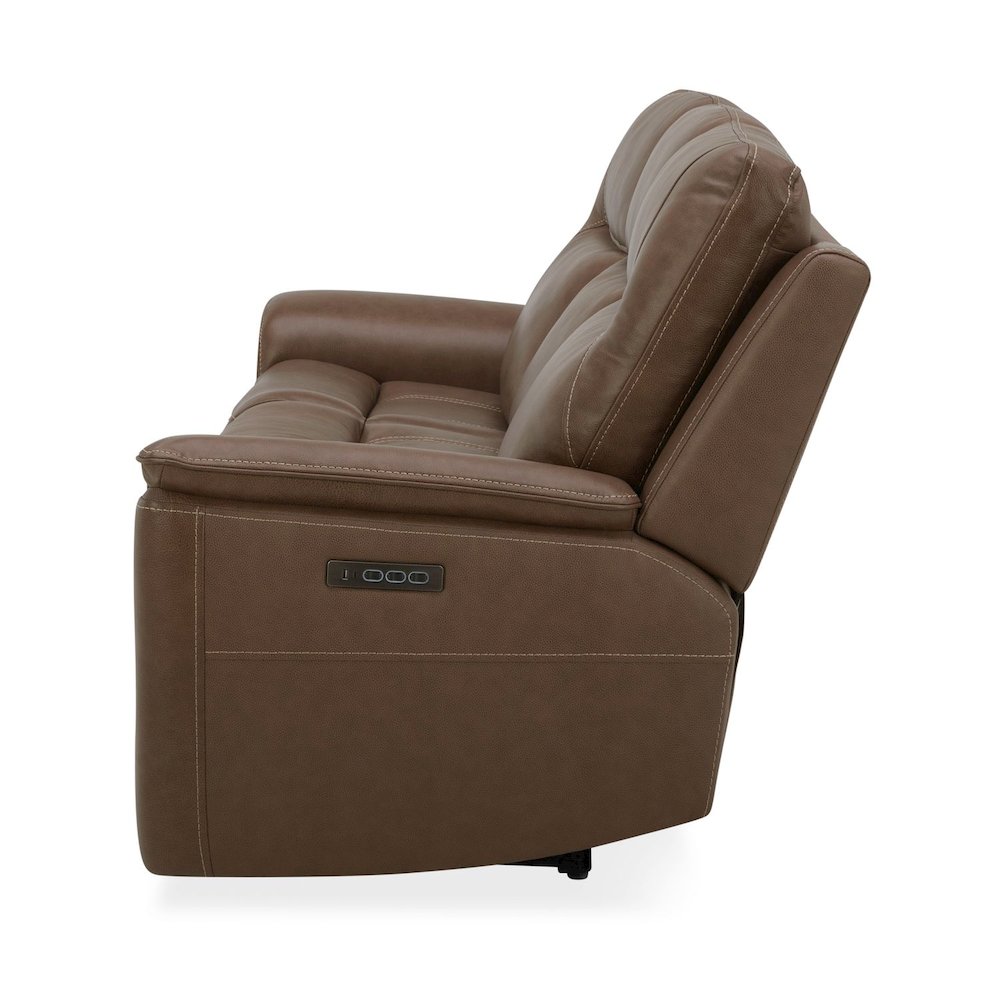 Collins Triple Power Reclining Sofa - York Chestnut Leather. Picture 4