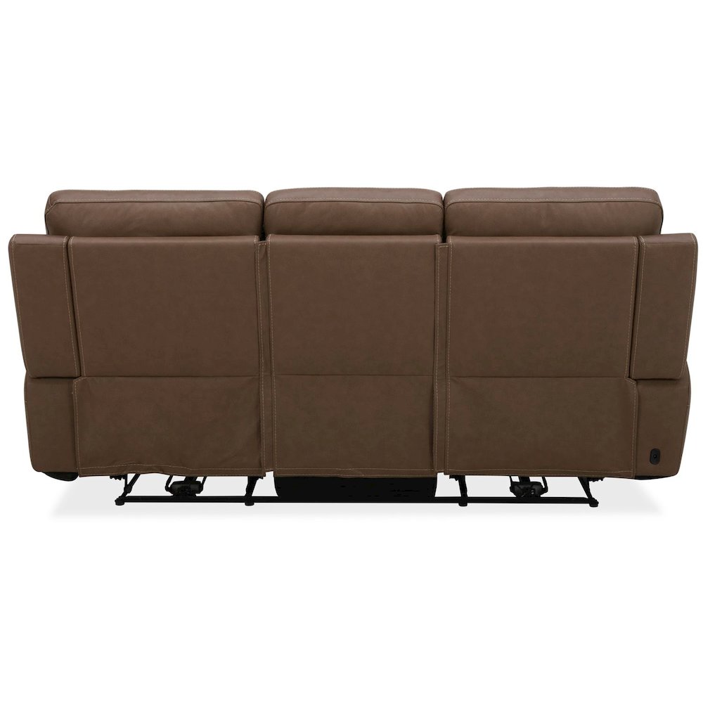Collins Triple Power Reclining Sofa - York Chestnut Leather. Picture 6