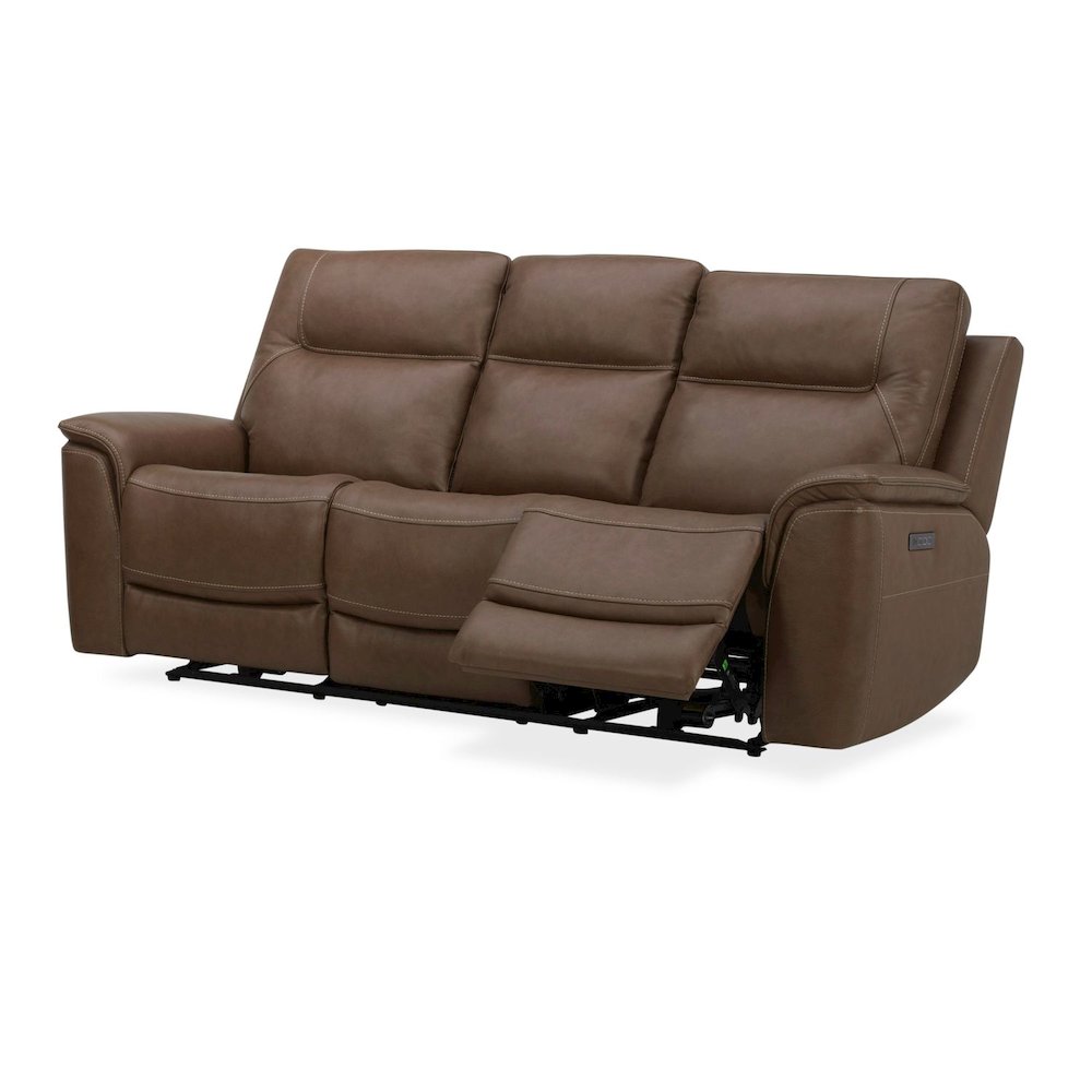 Collins Triple Power Reclining Sofa - York Chestnut Leather. Picture 7