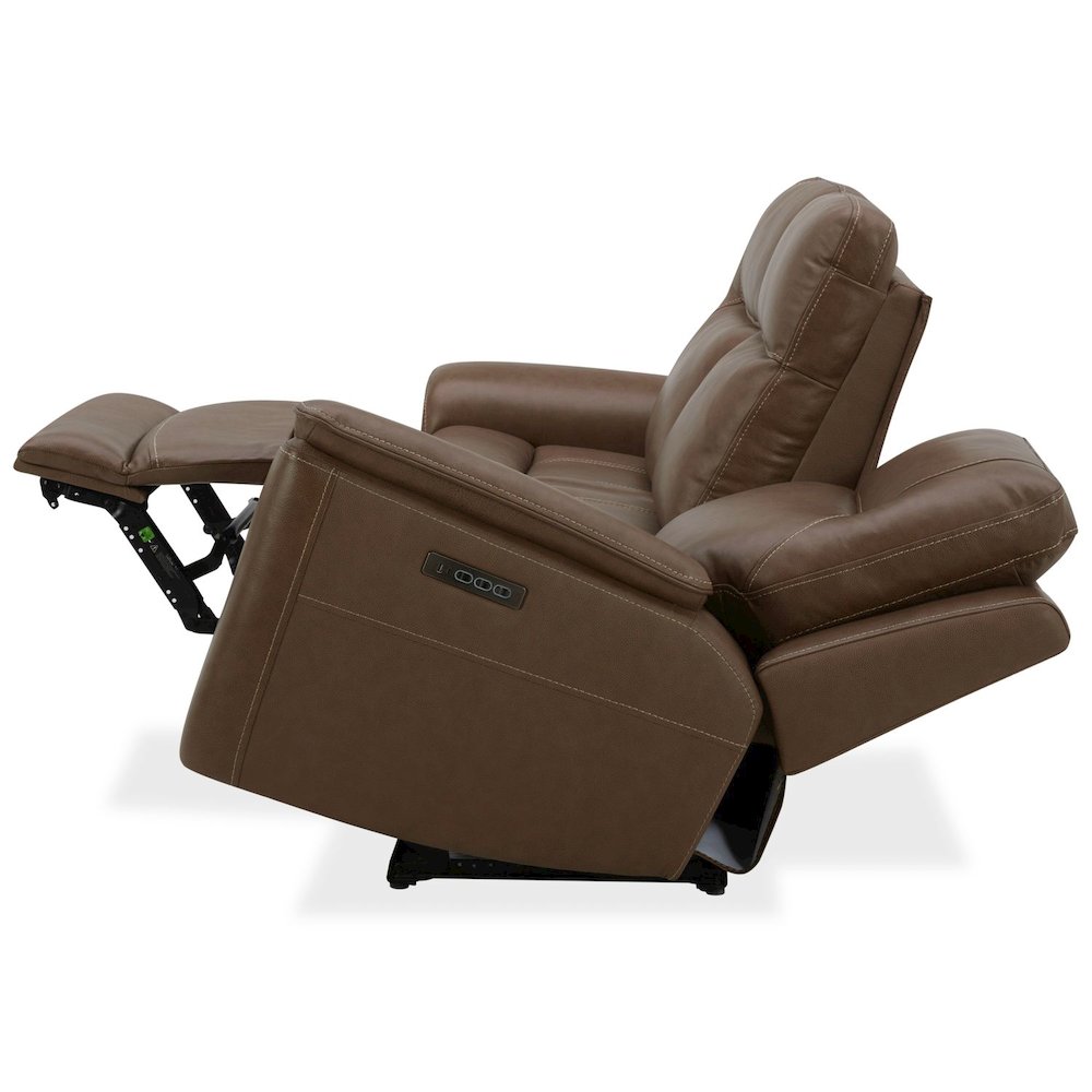 Collins Triple Power Reclining Sofa - York Chestnut Leather. Picture 8