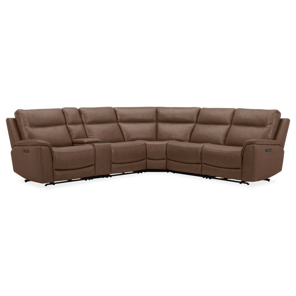 Collins Power Reclining 6 Piece Sectional Sofa - York Chestnut Leather. Picture 1
