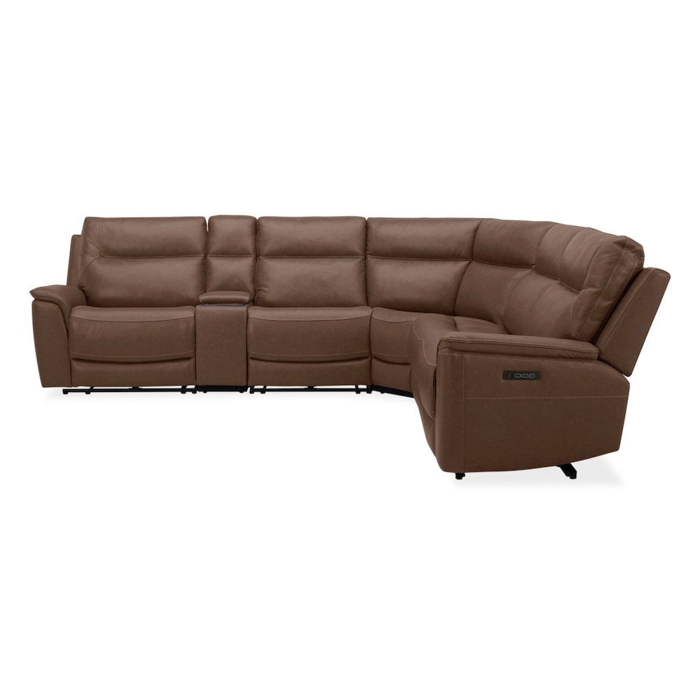Collins Power Reclining 6 Piece Sectional Sofa - York Chestnut Leather. Picture 5