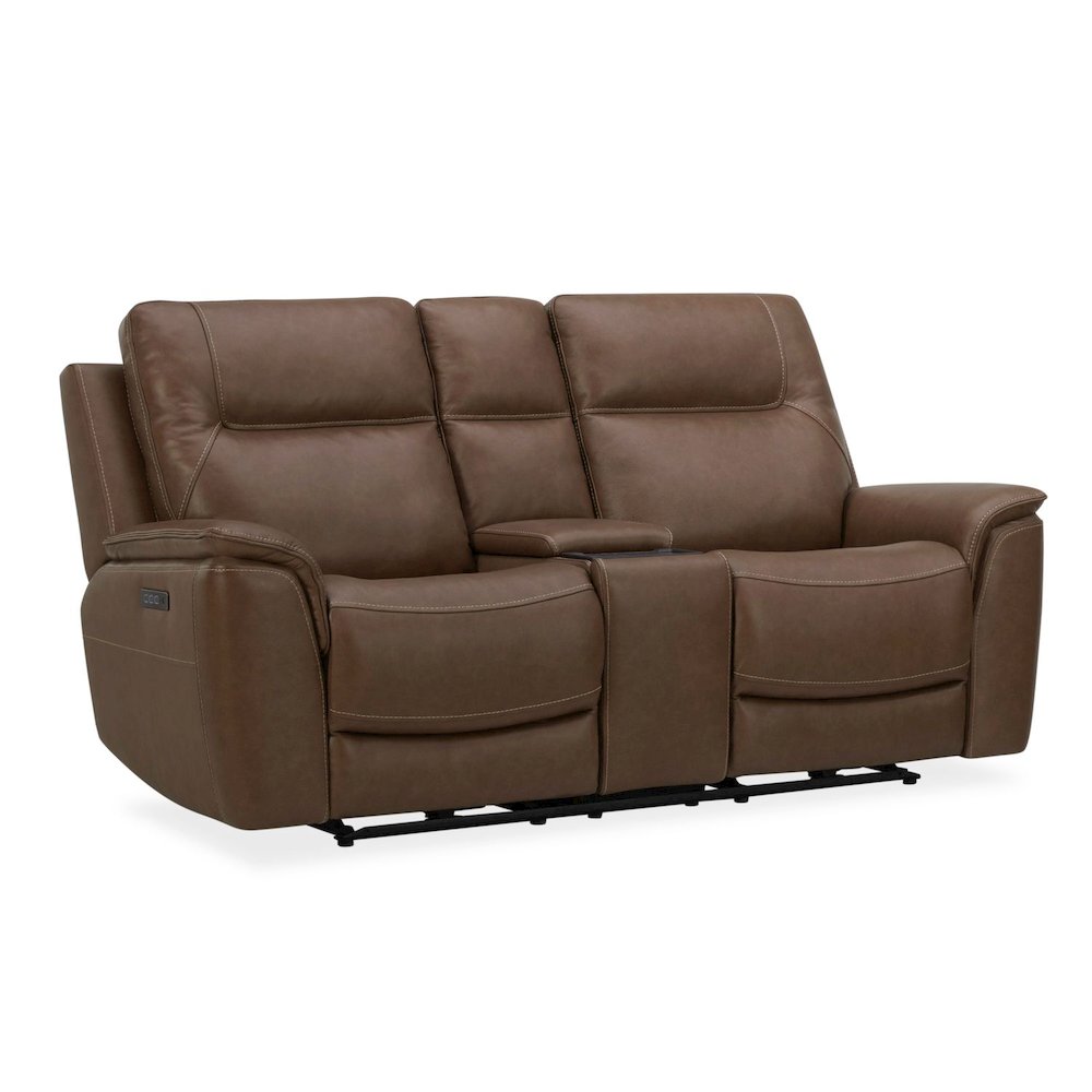 Collins Power Recline Set with Sofa & Loveseat - York Chestnut Leather. Picture 3