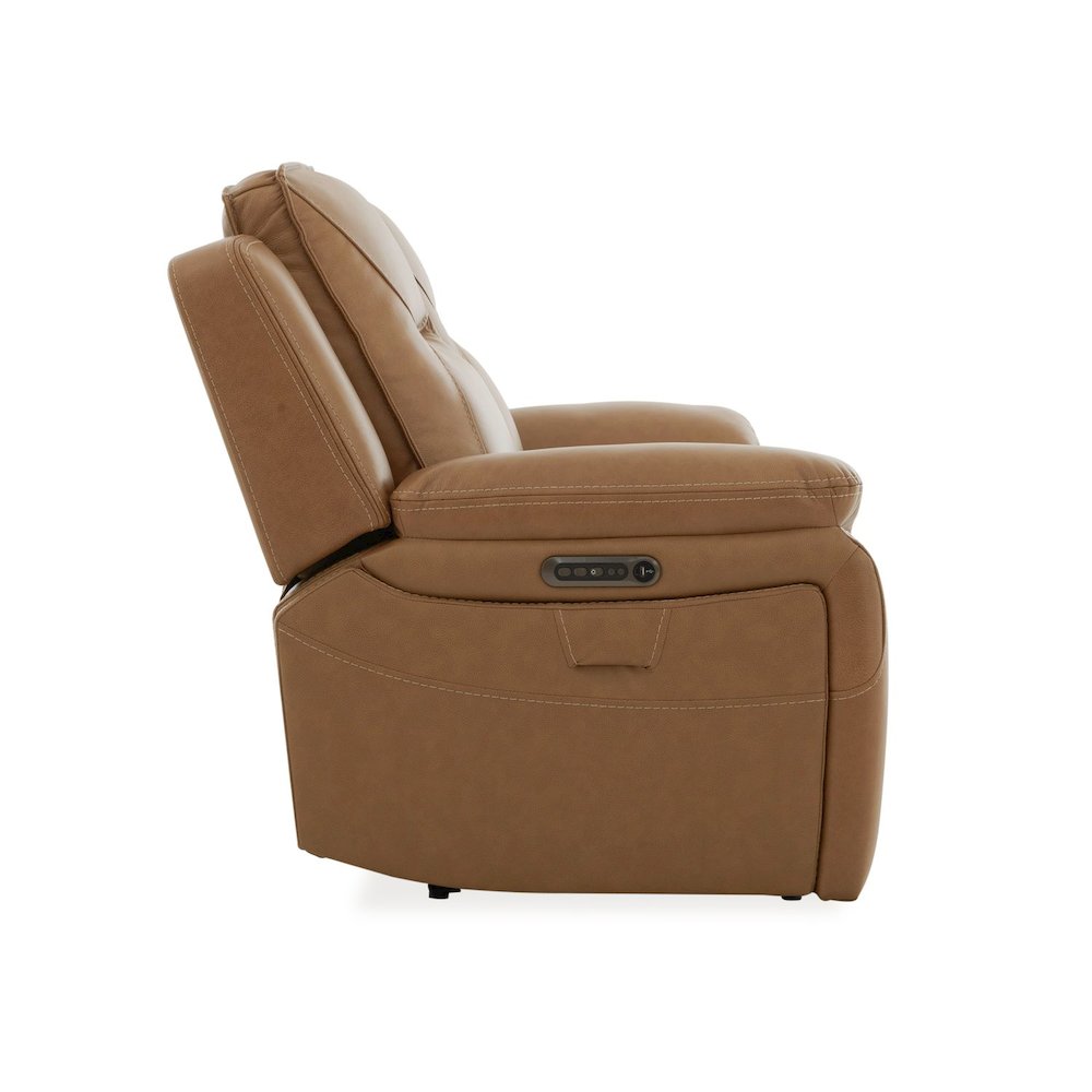 Power Recline Loveseat with Console, Charging Ports - York Butternut Leather. Picture 3