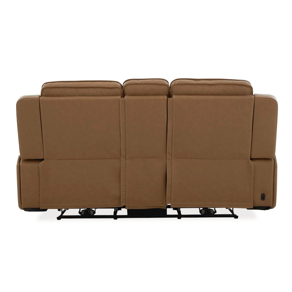 Power Recline Loveseat with Console, Charging Ports - York Butternut Leather. Picture 4