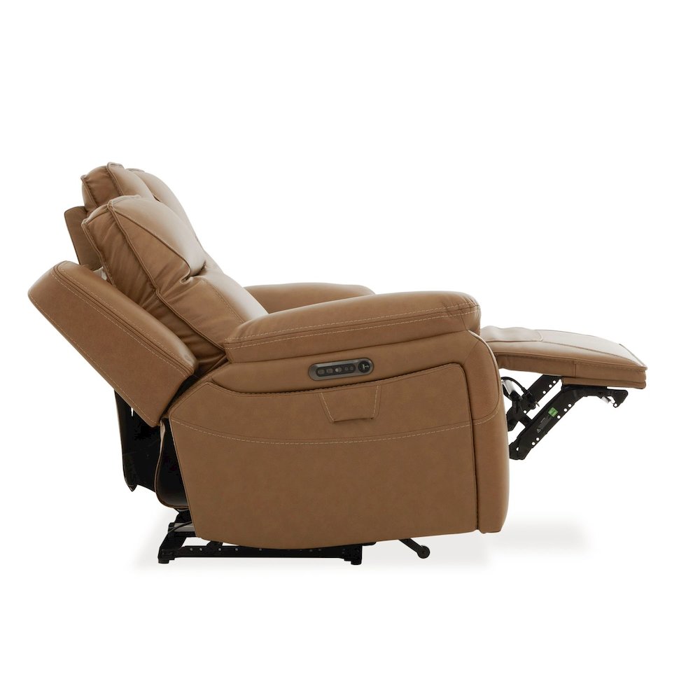 Power Recline Loveseat with Console, Charging Ports - York Butternut Leather. Picture 6