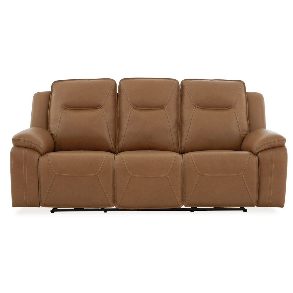 Power Recline Sofa with Charging Ports, Heat and Massage- York Butternut Leather. Picture 2