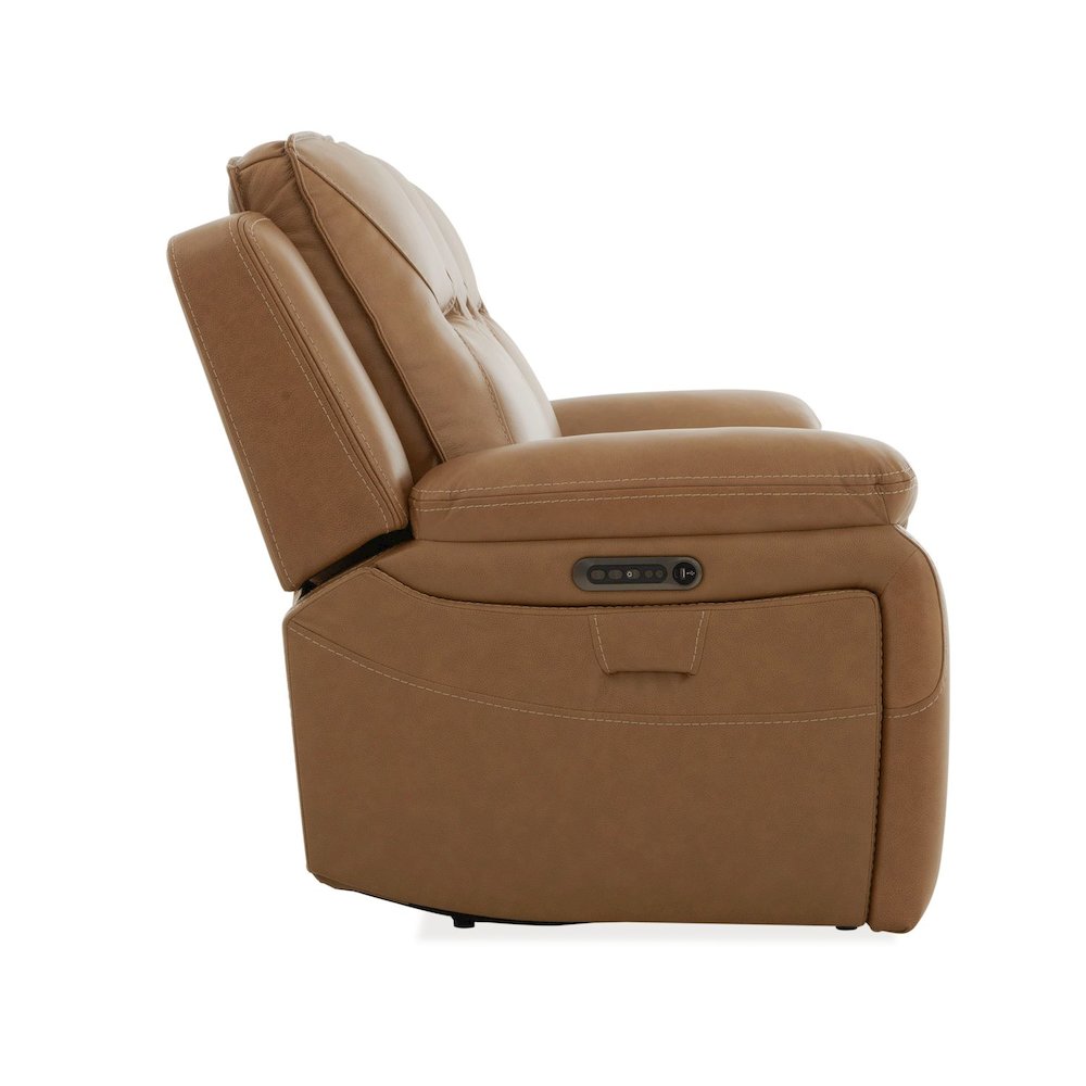 Power Recline Sofa with Charging Ports, Heat and Massage- York Butternut Leather. Picture 3